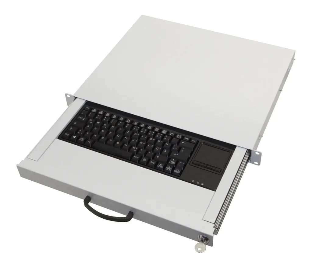Aixcase AIX-19K1UKDETP-W Clavier Rack 1U AZERTY DE Touchpad USB Gris