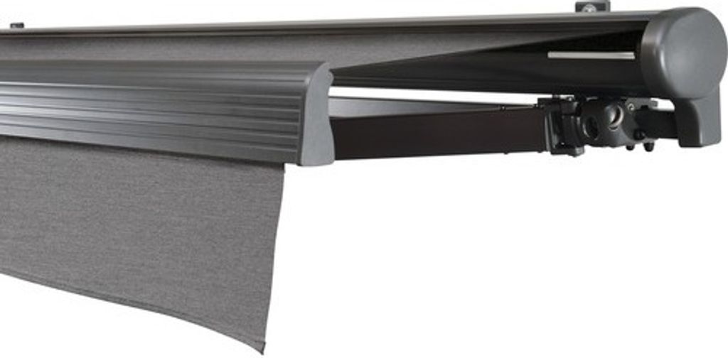 SOLUNA Halbkassettenmarkise Comfort 6x3,5 Stoff Dessin U104 Gestell DB703 dunkelgrau Antrieb rechts inkl. Motor, Sonnen