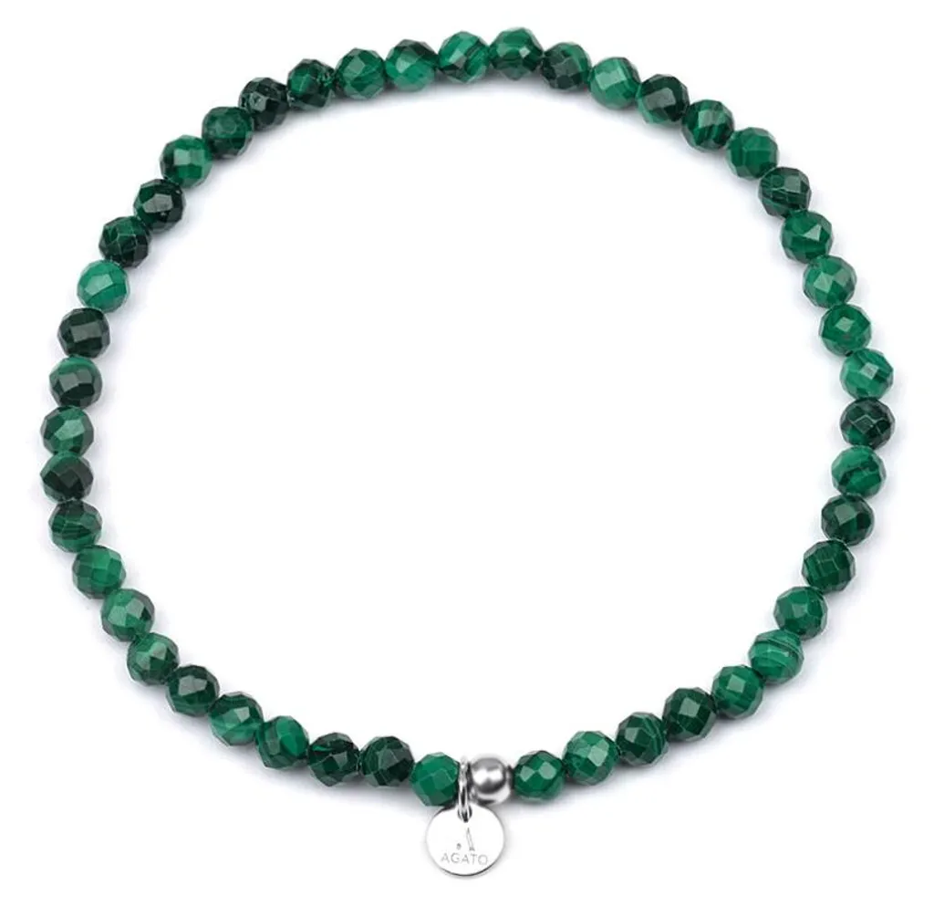 Bracelet en malachite véritable POL-B07/20G - Bijou artisanal en perles