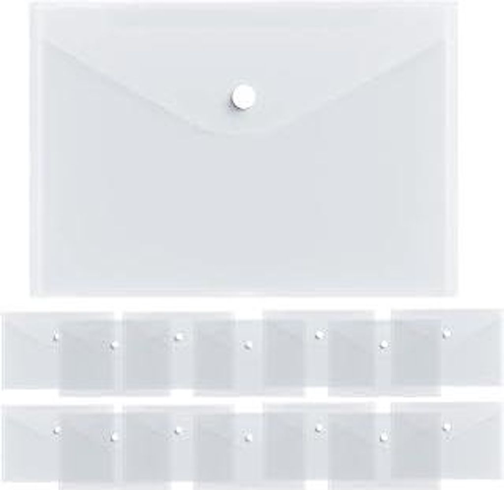 15 Stück Dokumententasche A5 Querformat, 24x17cm Dokumentenmappe Transparent Sichttaschen mit Klettverschluss Wasserdicht Sammelmappen ohne Lochun...