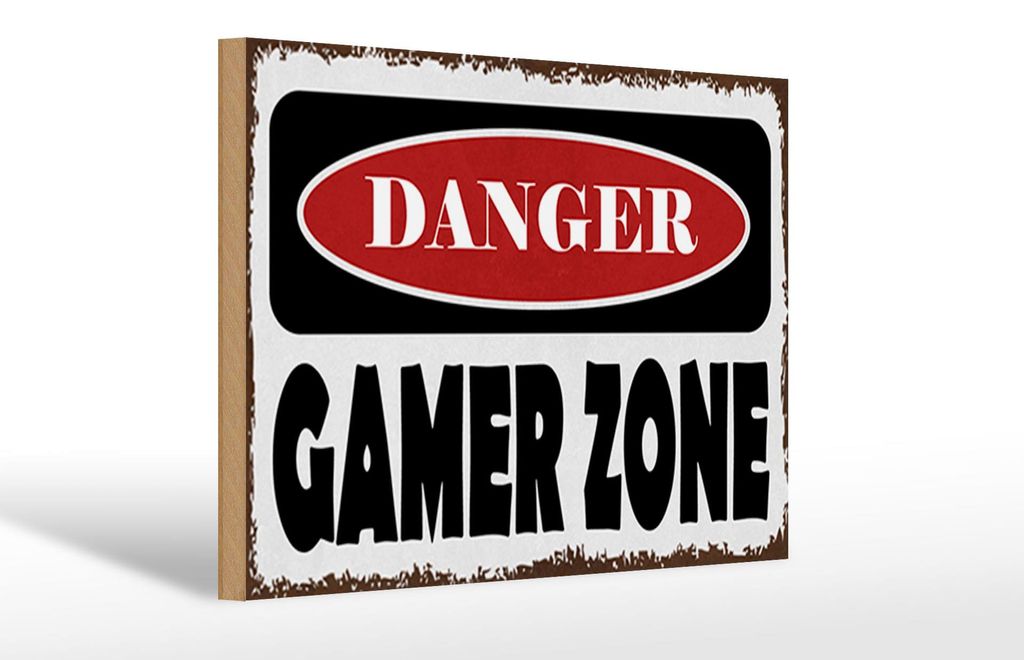 Holzschild Spruch 30x20cm danger Gamer Zone