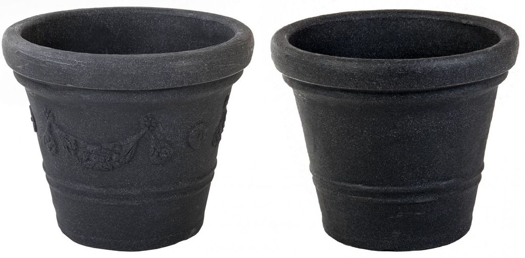 Jelenia Plast Blumenkübel anthrazit 45x35 cm - runder Pflanzkübel aus robustem Kunststoff - wetterfestes Pflanzgefäß für Garten, Terrasse, Bal...