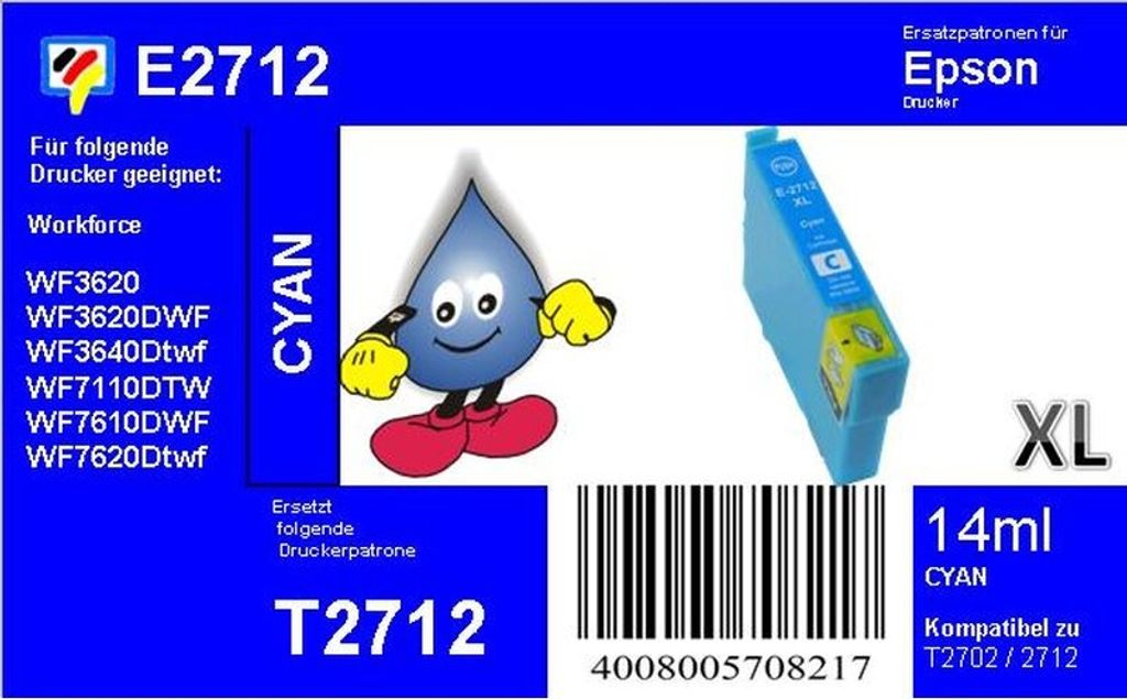 Dr. Inkjet Ersatzdruckerpatrone cyan XL mit 14ml Inhalt ersetzt T271240