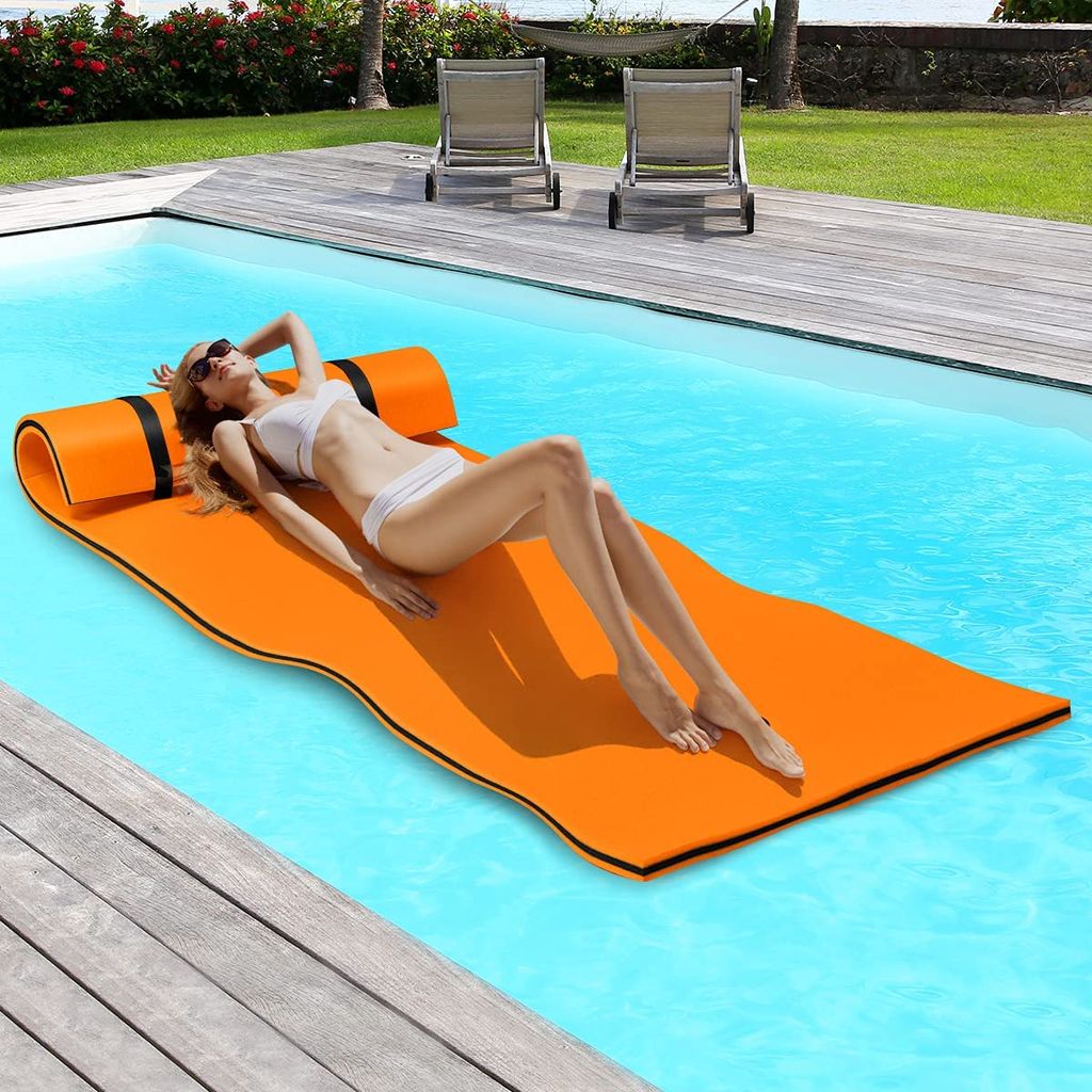 GOPLUS 220x90cm Schwimmender Teppich XPE, Wasserhängematte mit 3 Schichten, Wasserliege für Sonnenbaden, Wassersport, auf Pools, bis zu 100kg