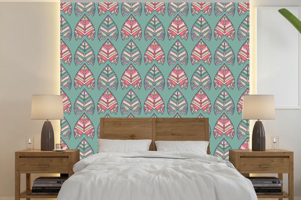 MuchoWow Fototapete für Wohnzimmer oder Schlafzimmer Wandtapete Vinyl Motivtapete Muster - Tribal - Retro - 260x260 cm - Papiertapeten