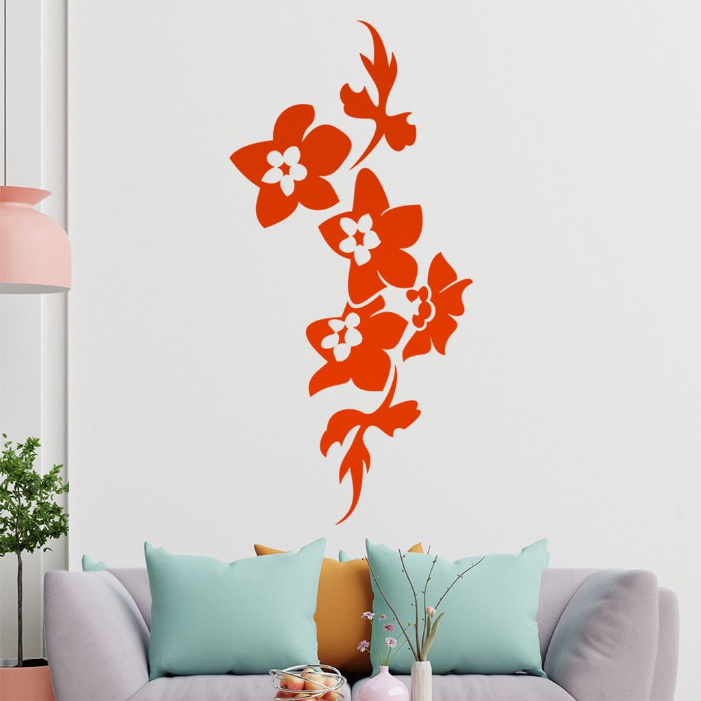 Blumen - Linien Wandtattoo in 6 Größen - Wandaufkleber Wall Sticker - Dekoration, Küche, Wohnzimmer, Schlafzimmer, Badezimmer