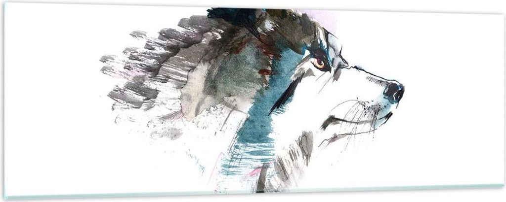 Bilder auf glas - Hund Illustration Fantasie - 90x30cm - Glasbilder - Wandbilder - Kunstdruck - zum Aufhängen bereit - Wanddekoration aus Glas - G...