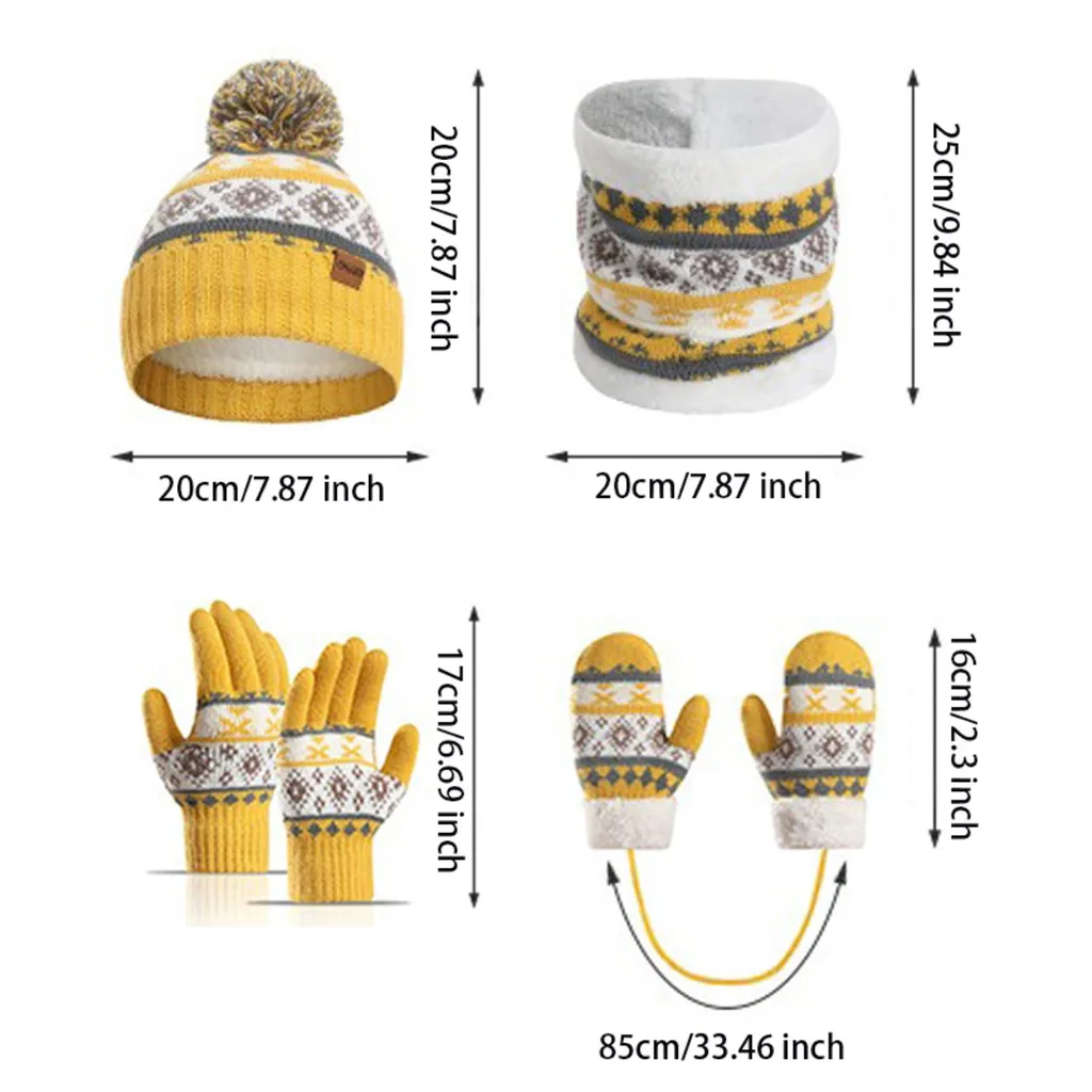 Set Invernale 4 Pezzi Bambini Caldo Cammello - Sciarpa Cappello Guanti - 3