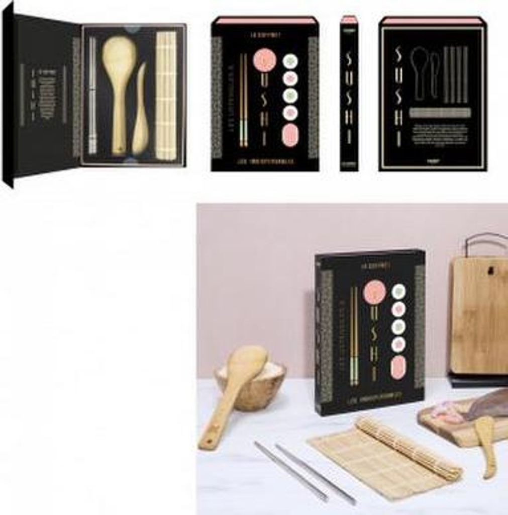 Sushi-Set aus Bambus im Buchbox-Design mit Bambusmatte, Produktbild 
