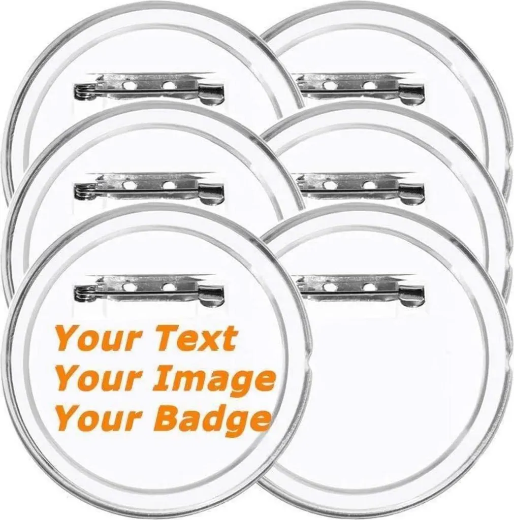 Badges vierges personnalisables 38mm transparents avec épingle de sûreté