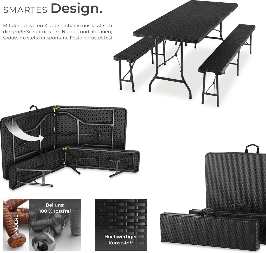 Table de camping pliable Vani tectake® légère et compacte facile à porter