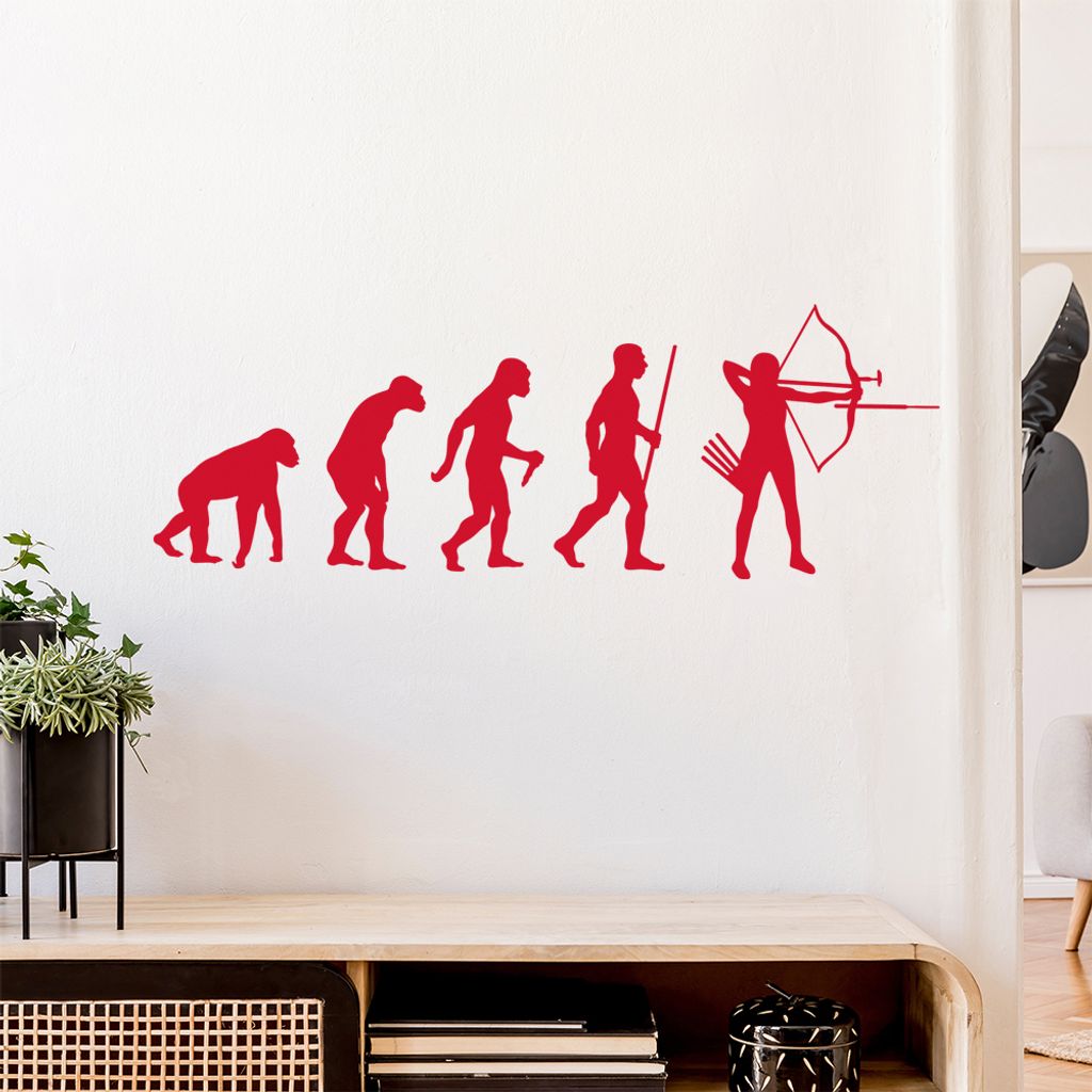 Bogenschießen Evolution Wandtattoo Wandaufkleber Wall Sticker - Dekoration, Küche, Wohnzimmer, Schlafzimmer, Badezimmer