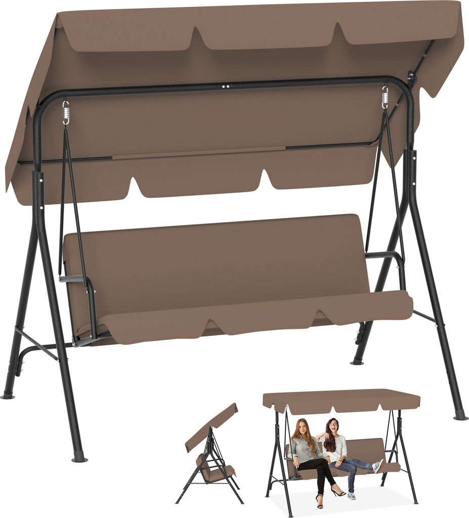 UISEBRT Balancelle hollywoodienne 3 places Marron, Image du produit 