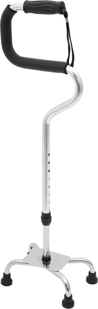Canne déambulateur 4 pieds réglable 78-96 cm en alliage aluminium argent