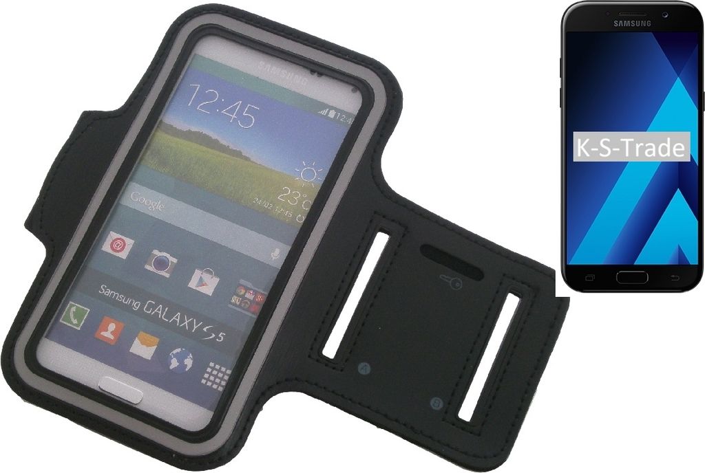 Kompatibel mit Samsung Galaxy A5 (2017) Neopren Jogging Armband Sportarmband Oberarmband schwarz kompatibel mit Samsung Galaxy A5 (2017) mit Reflektor