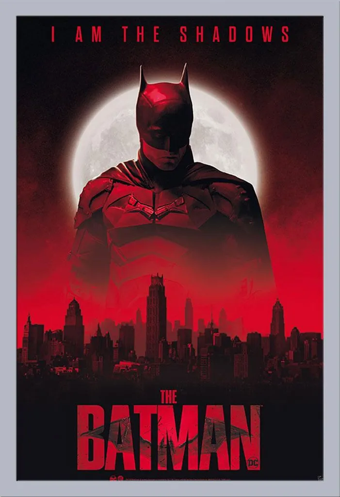 Batman Poster Ombre con Cornice Argento Shinsuke Maxi MDF per Fan DC