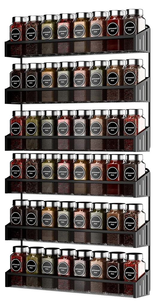 Hängende Gewürzregale zur Wandmontage, 2er Set, großer Gewürz-Organizer für Gläser, Metall, Chrom, schmal, für Wand, Innenschrank oder Schra...