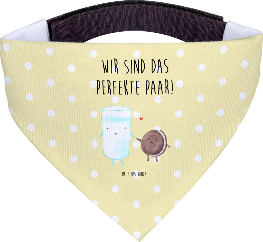Mr. & Mrs. Panda Dreieckstuch Milch Keks - Gelb Pastell - Geschenk, Hunde Halstuch, Kekse, Kaffee, Bandana, Hundehalstuch, Cookie, Lustige Sprüche...