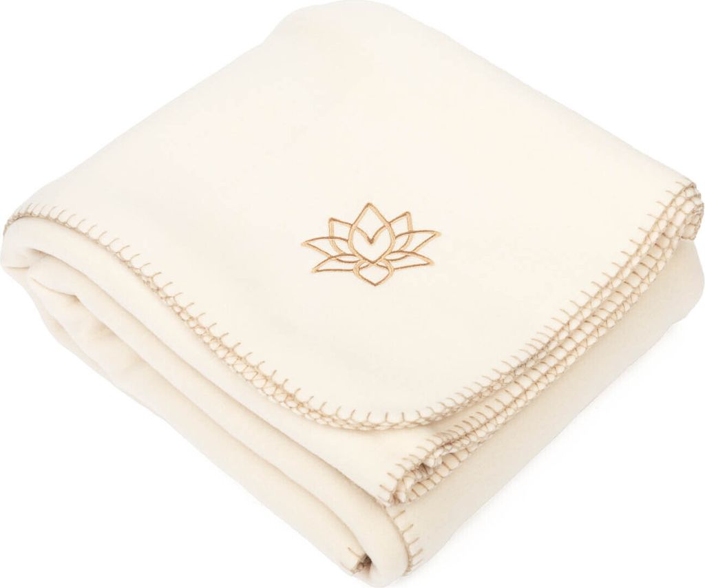 Yogadecke ASANA BLANKET aus Fleece mit LOTUS Stick natur