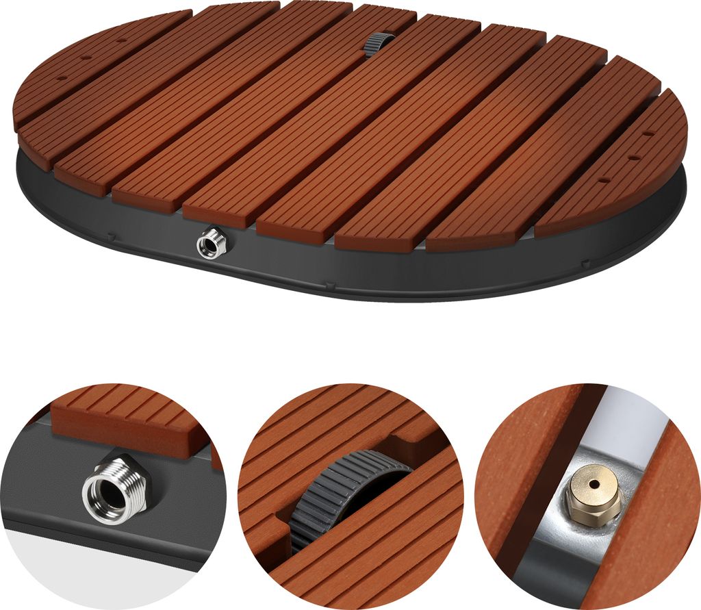 Hengda Mobile Gartendusche, Bodendusche mit 4m Wasserstrahlhöhe, Außendusche für den Garten, Boden-Gartendusche mit Holz-Optik für Pool Wasserd...