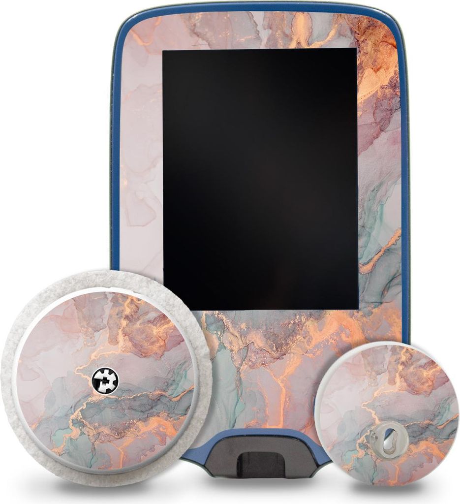 Aufkleber Set passend für Freestyle Libre 2 + 3 Lesegerät + Sensor R229 Marmor