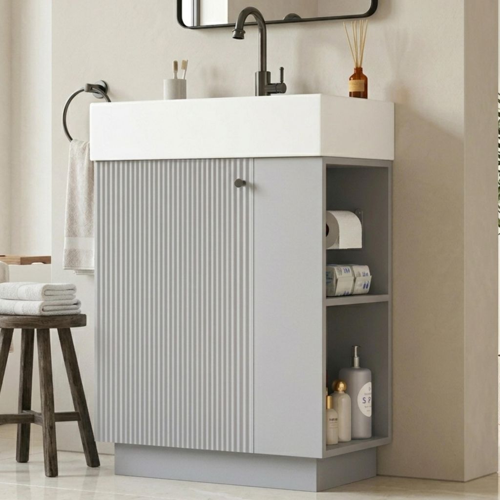Merax Waschbeckenunterschrank mit Keramik Waschbecken, Produktbild 