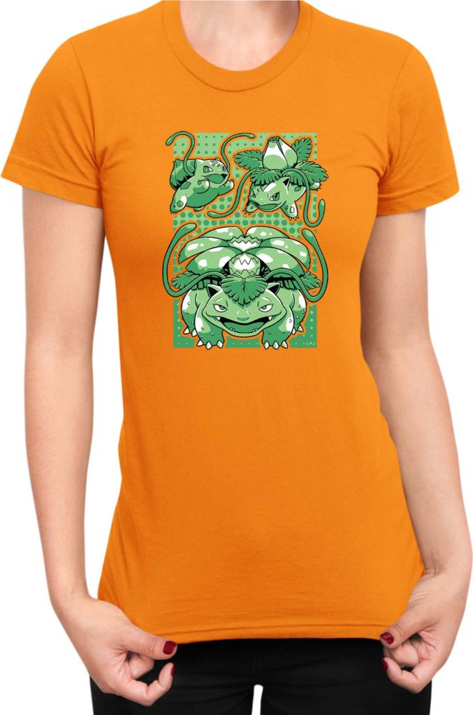 Damen T-Shirt Japan Manga Anime Comics Pokemon 047, Lady L / Orange