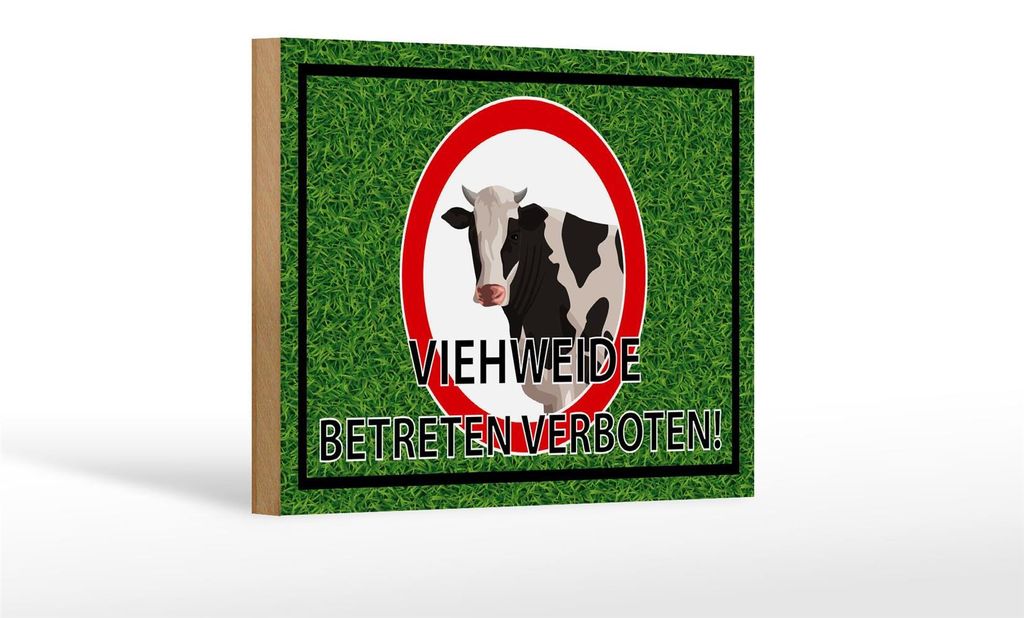 Holzschild Hinweis 18x12cm Viehweide Betreten verboten