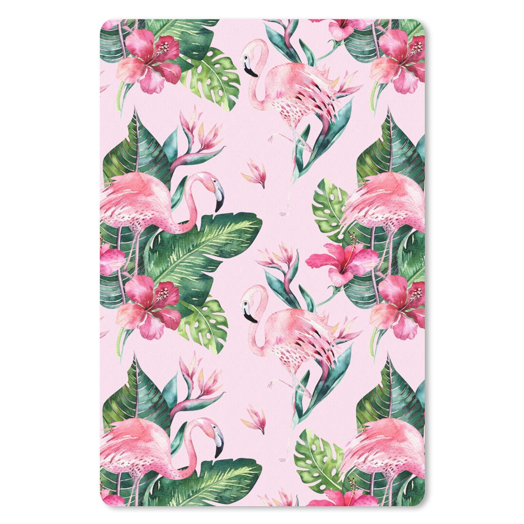 MuchoWow Mauspad Mousepad Blumen - Flamingo - Pflanzen 40x60 cm - Mousepads - Maus Mat - Pad - Mausunterlage - Schreibtisch Accesoire