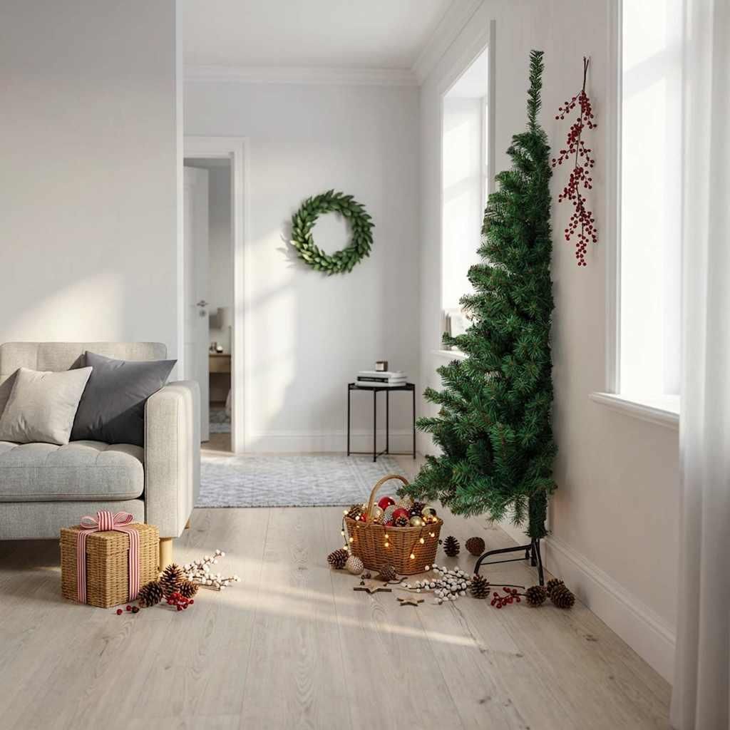 vidaXL Semi-sapin de Noël artificiel avec support Vert 180 Image du produit 
