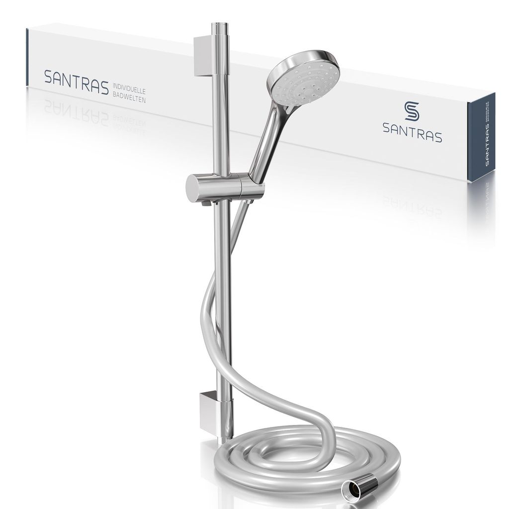 SANTRAS Duschstange 100 cm inkl. Handbrause & Brauseschlauch 1,50 cm in Chrom