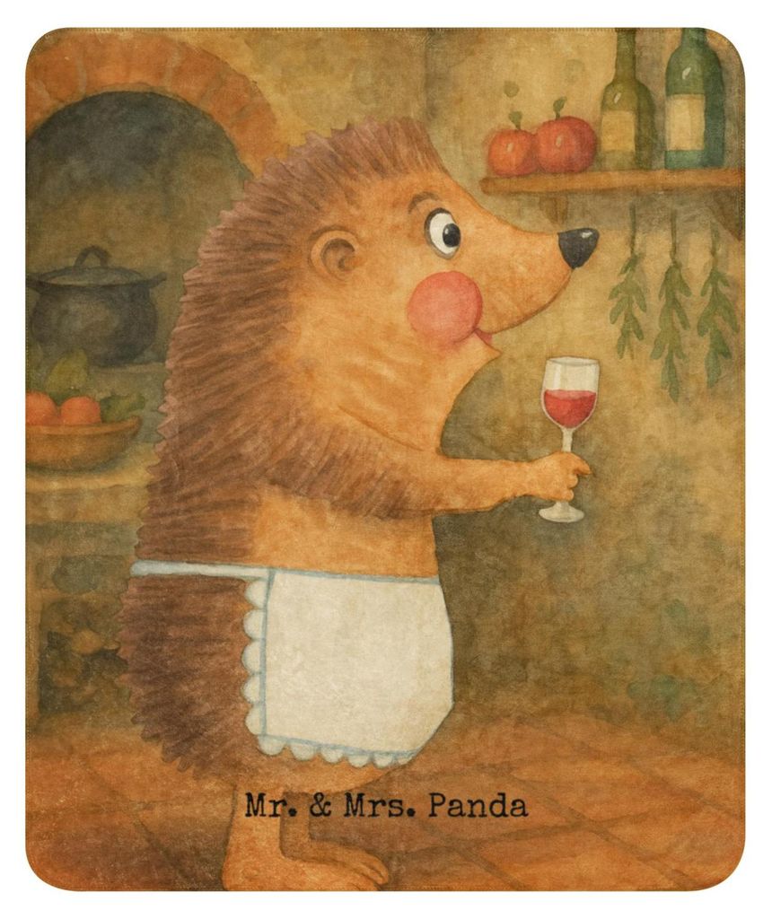 Mr. & Mrs. Panda Wohndecke Igel Wein Design 130 x 155 cm - Weiß - Geschenk, Rotwein, Weinglas, Weißwein, Schmusedecke, Kuscheldecke, Decke, Plaid...