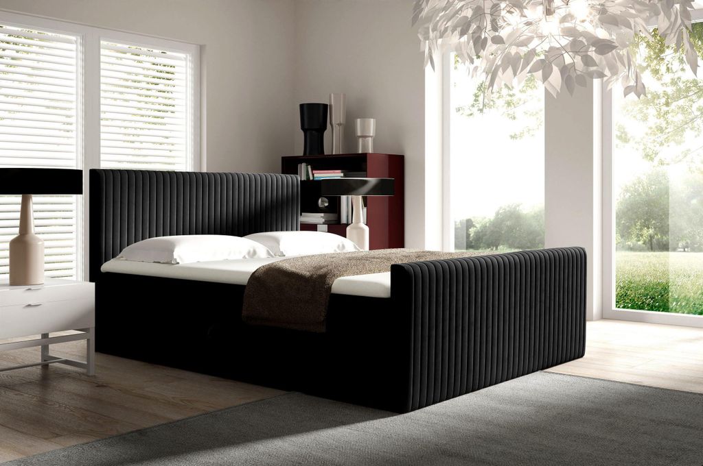 YOURHOUSE24 Boxspringbett POLARIS Bonell-Matratze und Topper, mit zwei Bettkästen, kontinentales Bett (Farbe: fresh 17, Größe: 160x200 cm)