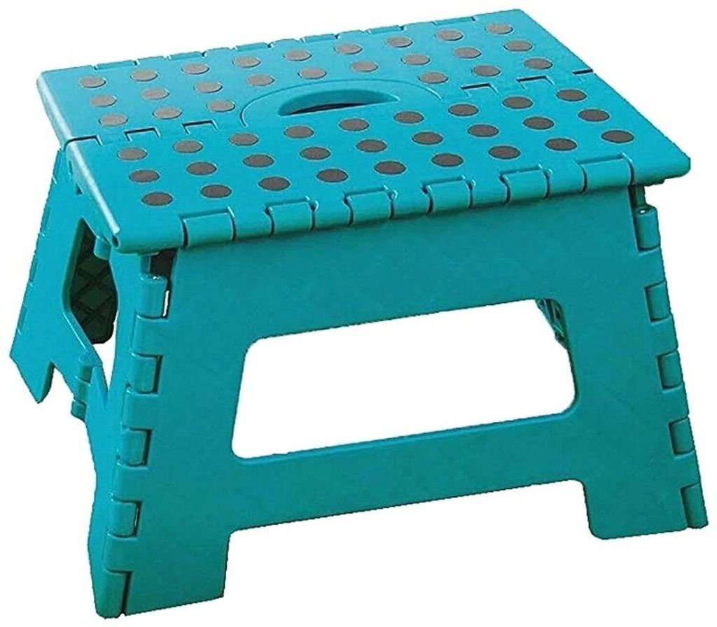 SBS Tritthocker TÜRKIS - bis 150 kg - tragbar rutschfest platzsparend Tritt Klapphocker Klapptritt Faltbar Tritthocker