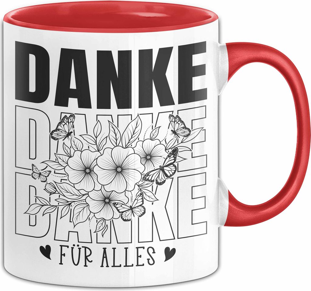 Danke Für Alles Tasse Geschenk Dankeschön Kleinigkeit (Rot)