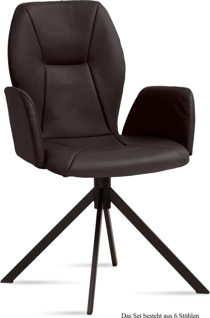 Armlehnstuhl (6er-Set) Davita 58x92x60 Schwarz/Espresso