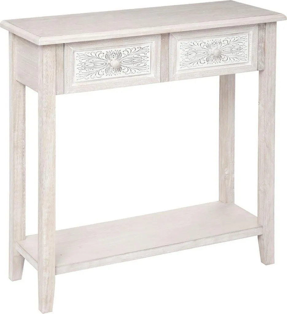 Petite table console bois blanchi 80cm pour entrée style bohème