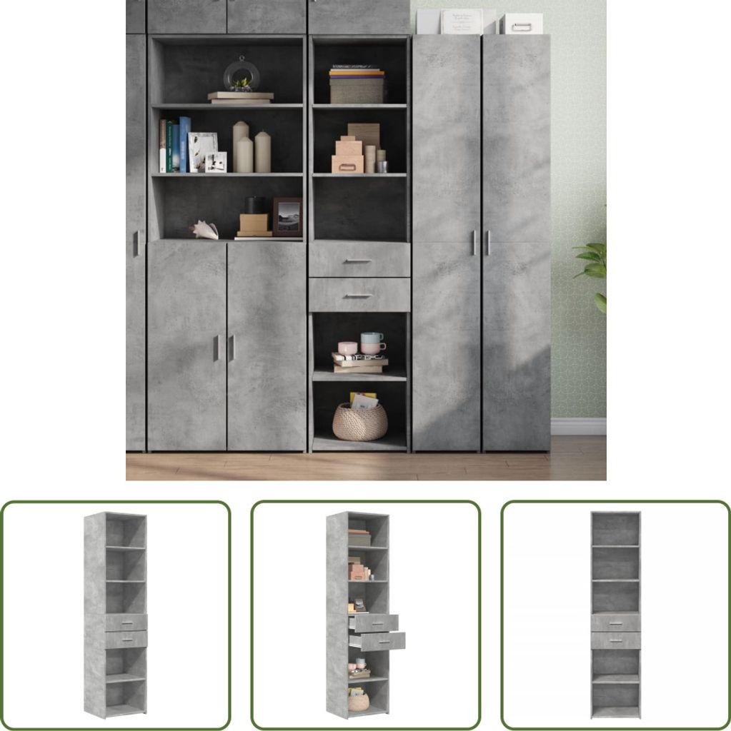 The Living Store Highboard Betongrau 45x42,5x185 cm Holzwerkstoff