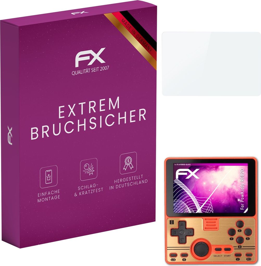 atFoliX FX-Hybrid-Glass Displayfolie kompatibel mit PowKiddy RGB20 Glasfolie