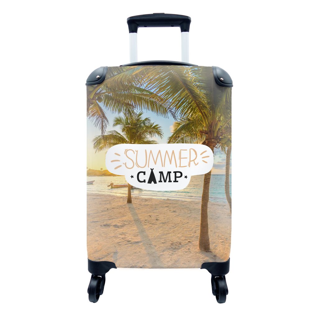 MuchoWow Koffer Handgepäck Trolley Rollkoffer Kleine Reisekoffer mit 4 Rollen - Sommer - Camp - Sprichwörter - Palmen - Cabin Size < 55x40x23 c...