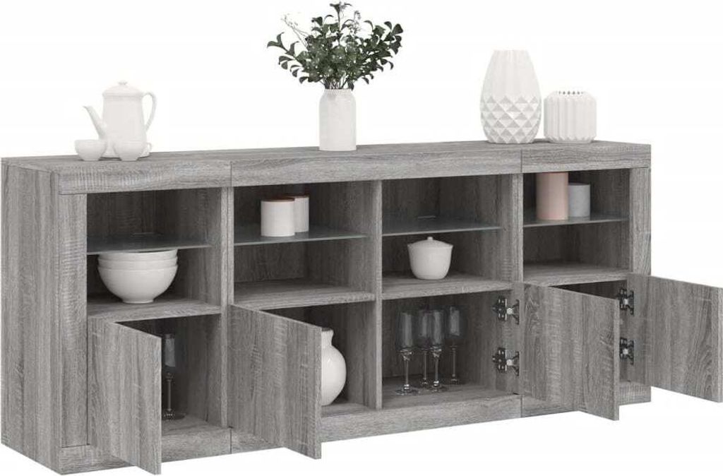 Maison Exclusive - Sideboard mit LED-Leuchten Grau Sonoma 163x37x67 cm