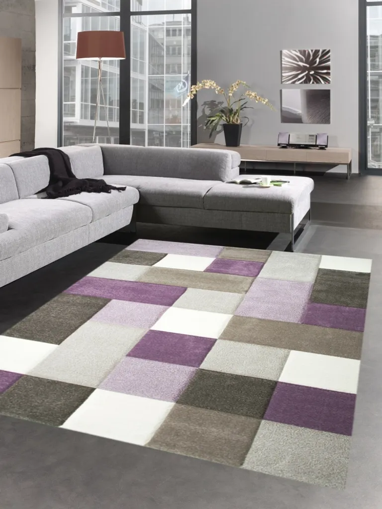 Tapis de Salle à Manger 200x290 cm à Carreaux Pastel Facile d'Entretien