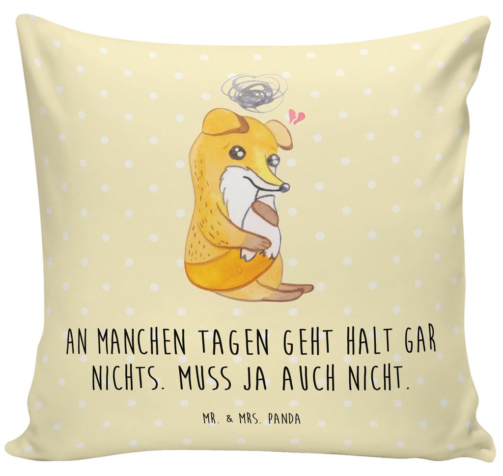 Mr. & Mrs. Panda Sofa Kissen Fuchs Depressionen - Gelb Pastell - Geschenk, Polster, Kuschel, für, 40x40, Depressiv, Kleines, Dekokissen