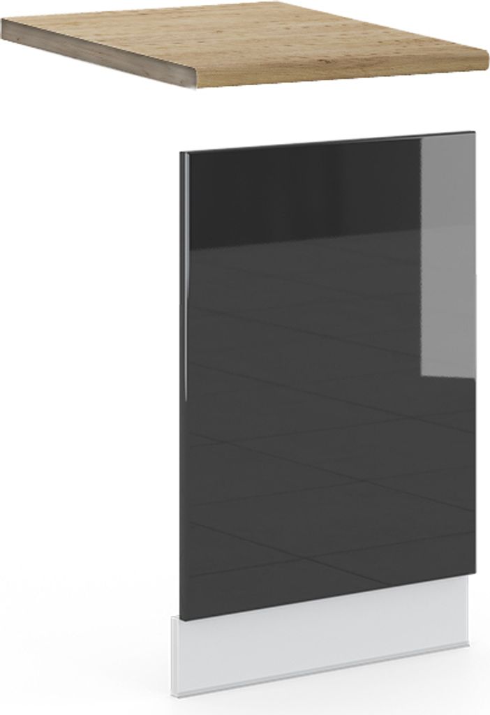 Frontblende Vicco Fame-Line Anthrazit Hochglanz 45 cm , AP Eiche, Model 46141