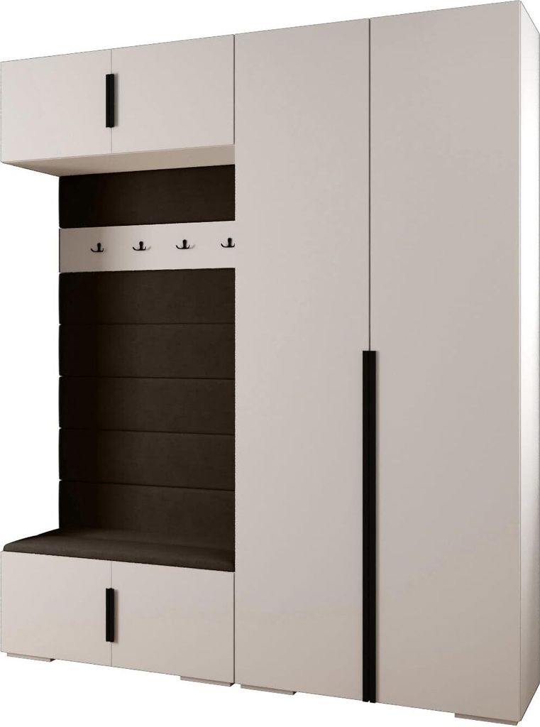 MEBLE KRYSPOL Inova 1 Möbelset Garderobe, 236,7x200x47cm - Weiß, Manila 04, Schwarz