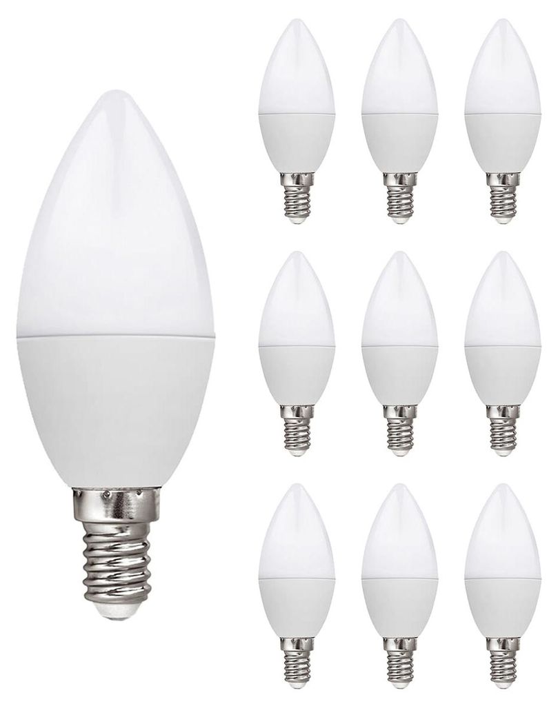 Kobi LED-Kerzenlampe E14 8,5 W - 806 lm - 3000 K - 230 V - Für Wand-, Decken- oder Nachttischlampen - 10 Stück