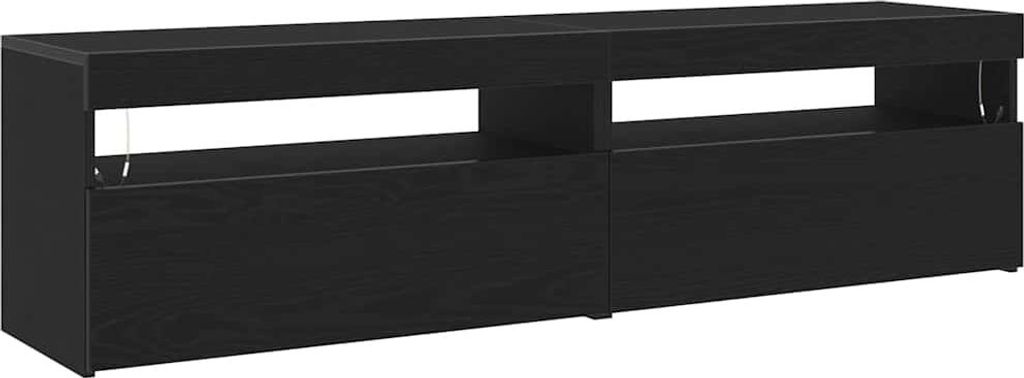 vidaXL TV-Schränk mit LED 2 pcs Schwarz Eichen-Optik 75 x 35 x 40 cm