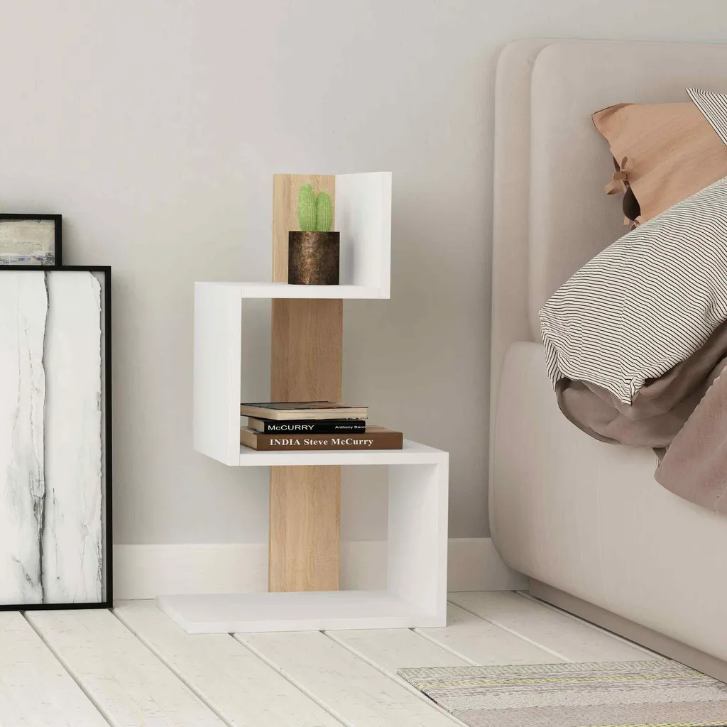 Tavolo contenitore moderno e di design ADRIEL bianco / rovere
