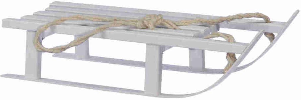 Deko Holzschlitten ca 15,5x39cm Deko Schlitten Winter Weihnachten Rodel, Farbe:weiß