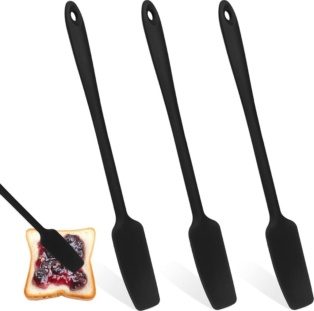 3 Stš¹ck Silikon Glasspatel,Schmaler Silikonspatel,Silikon Spatel Klein fš¹r Gl?ser,Hitzebest?ndiger Kš¹chenschaber mit Lange Griff,Marmelade...